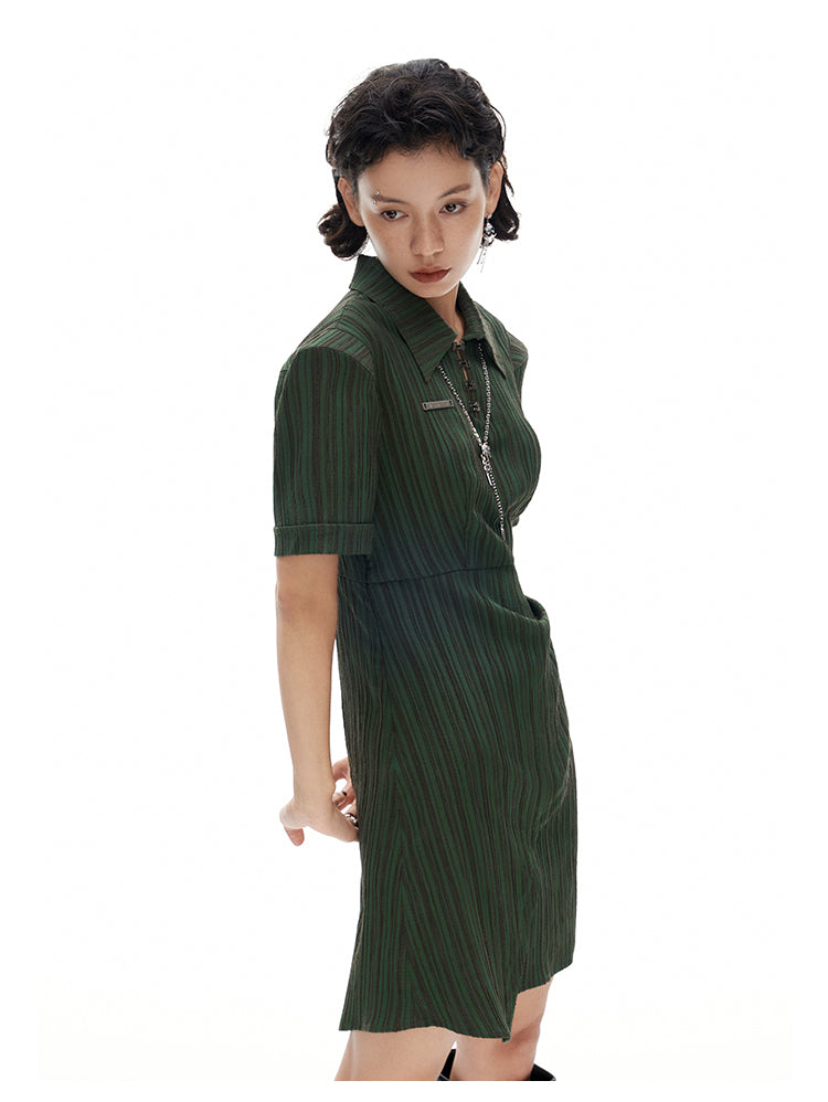 Pleated Stripe Dress