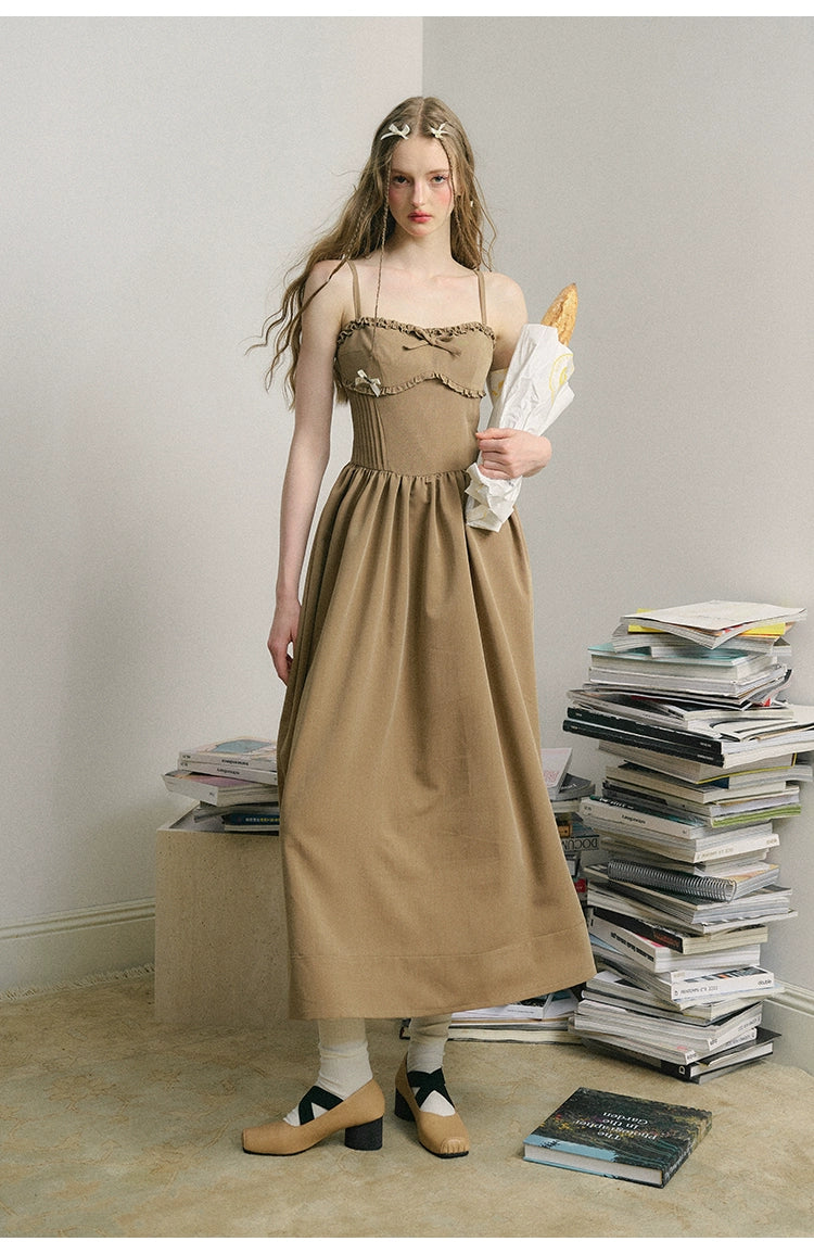 Light Brown French Long Dress