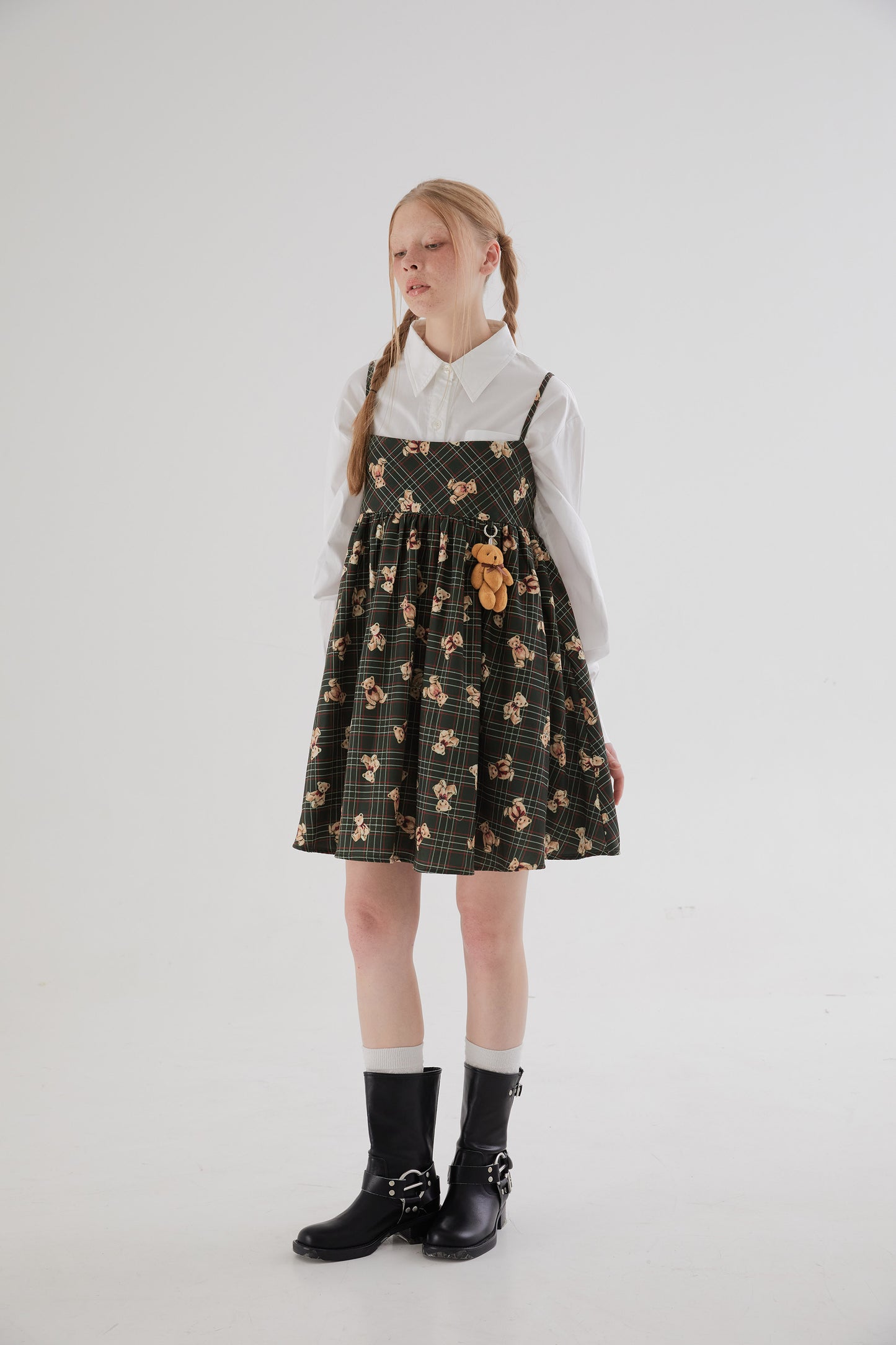 Square Neck Bear A-line Suspender Dress