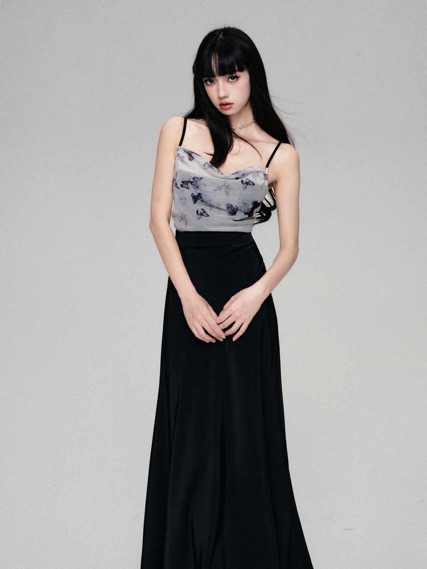 Tulle Splicing Butterfly Print Suspender Dress