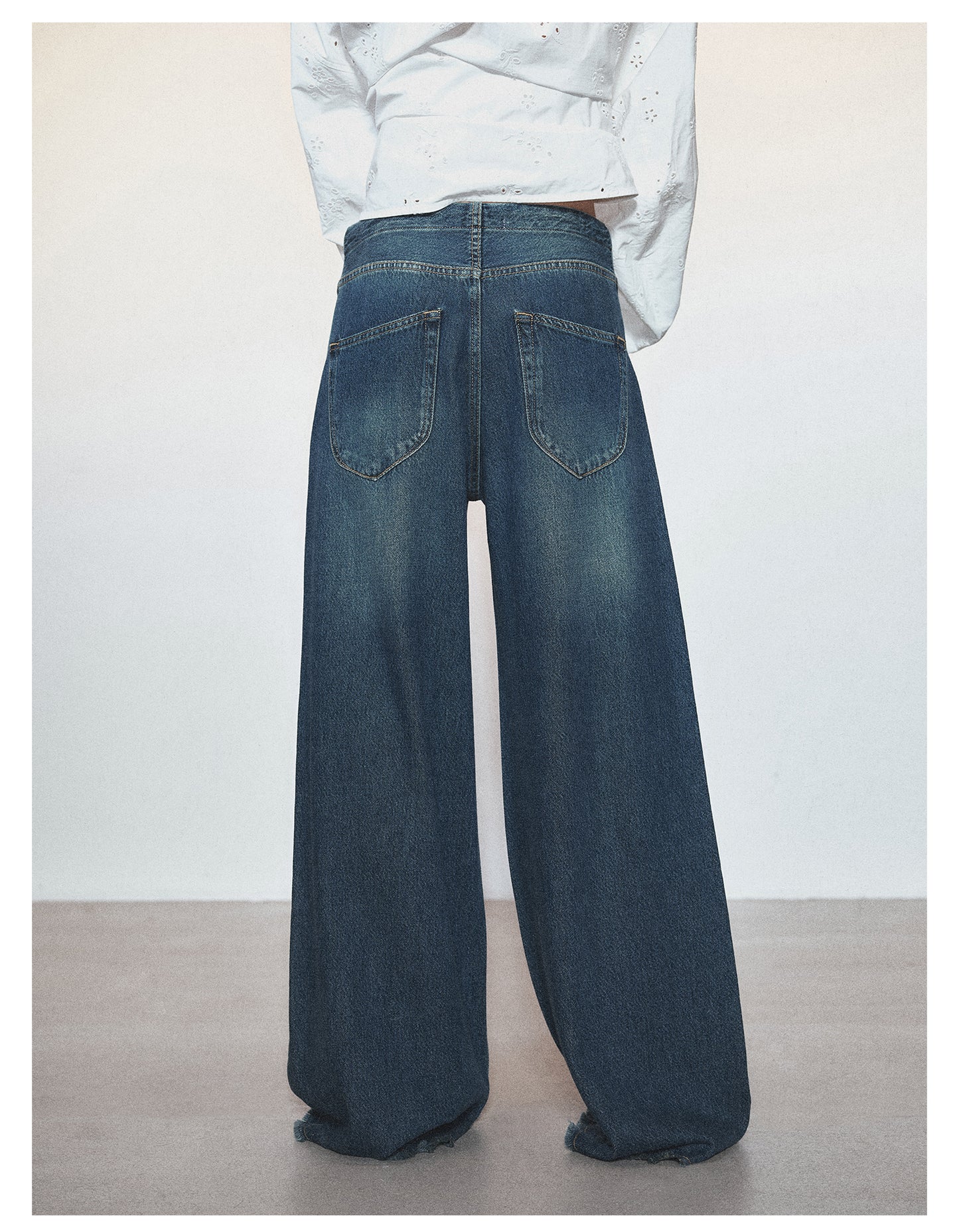 Retro-wash Waistless Design Denim Pants