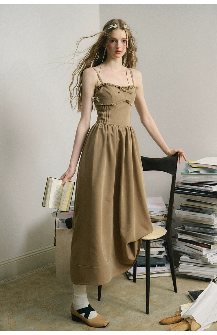 Light Brown French Long Dress