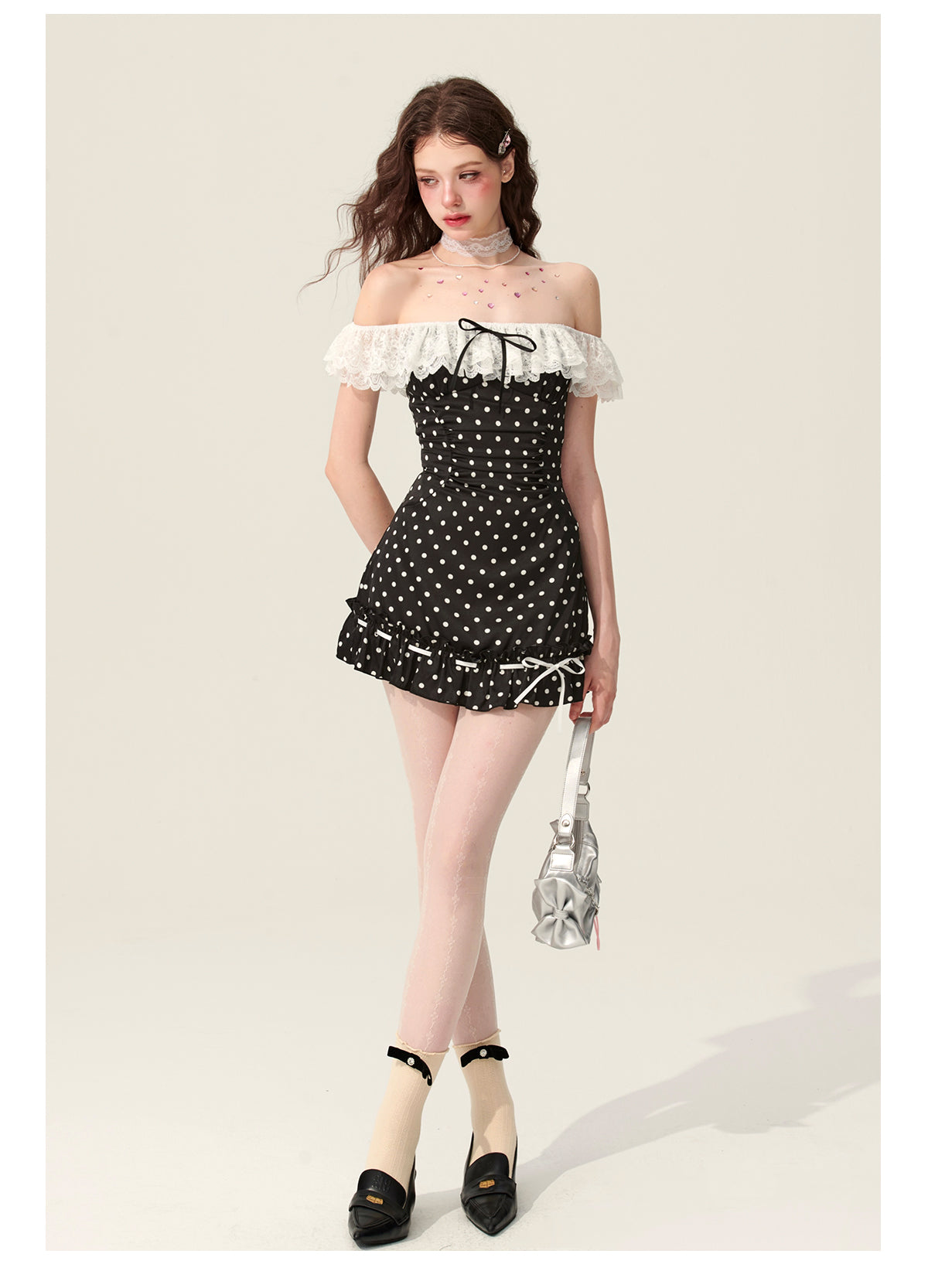 One Shoulder Polka Dot Dress