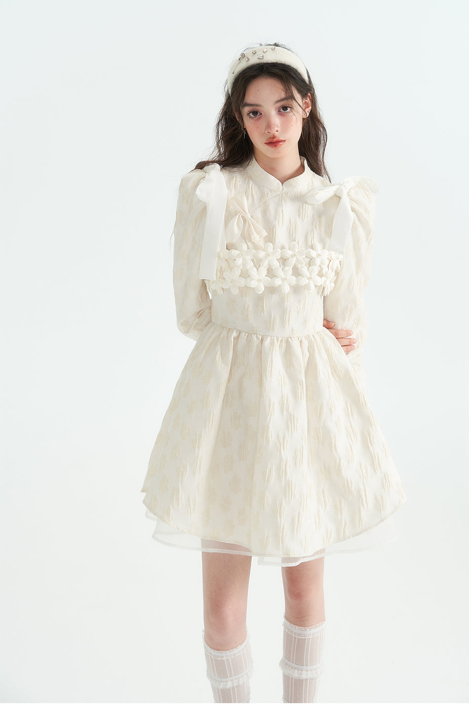 Chinese-Style White Short Skirt Dresses