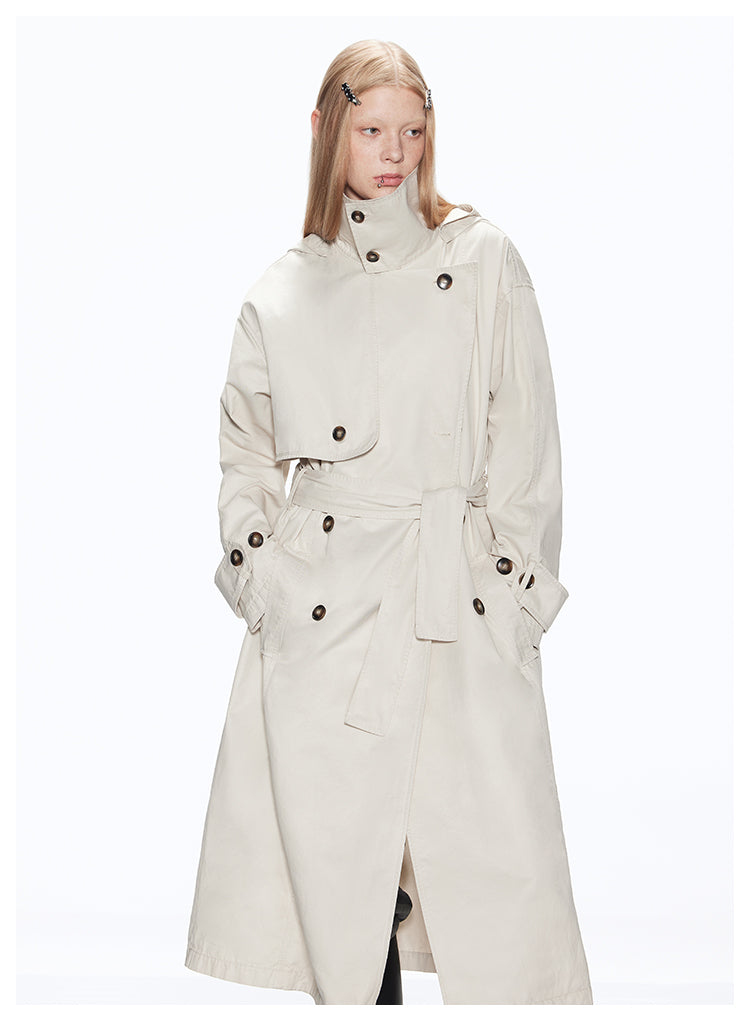 Big Silhouette Hooded Trench Coat