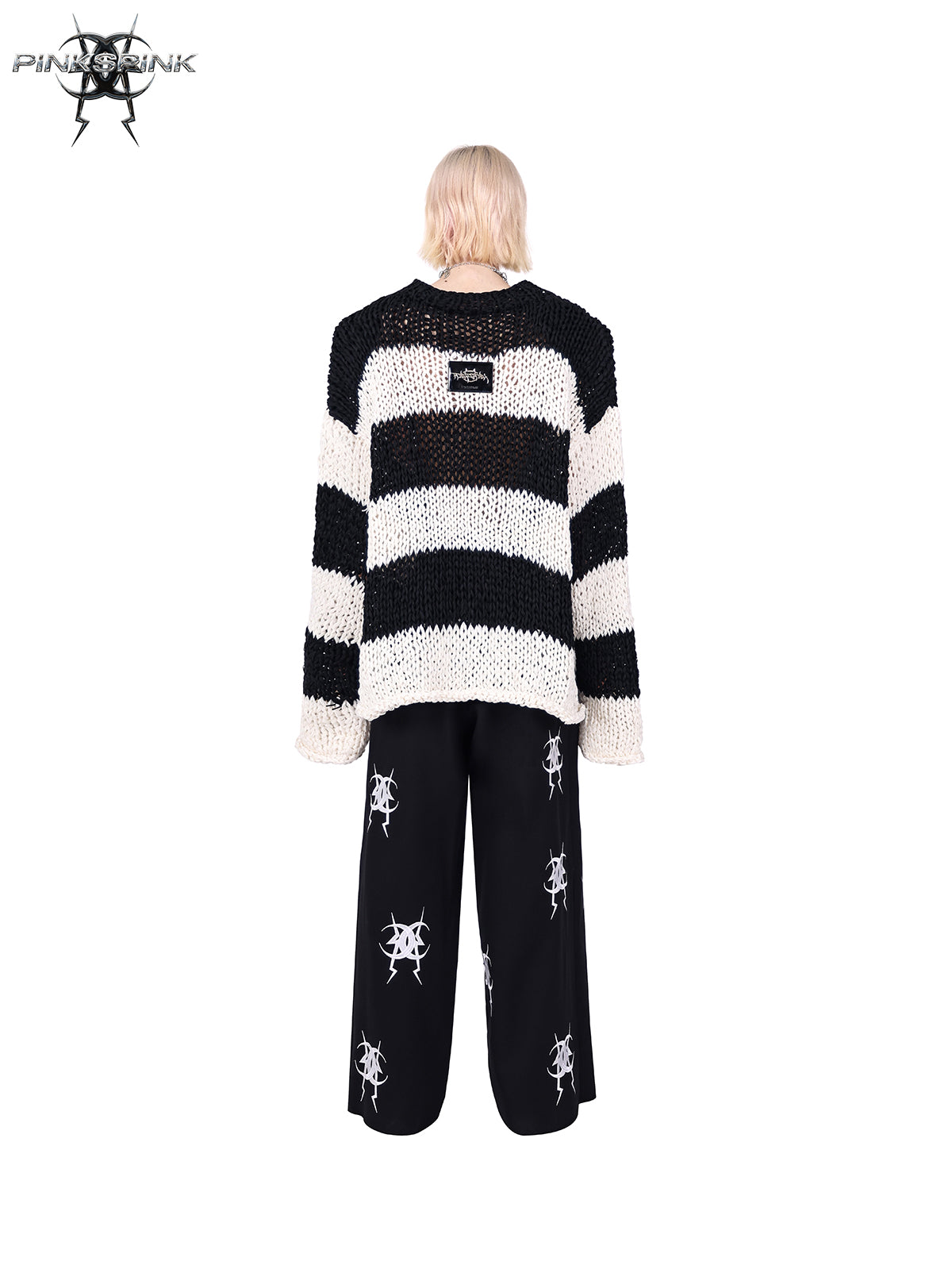 Oversized shoulder pad stripe knit