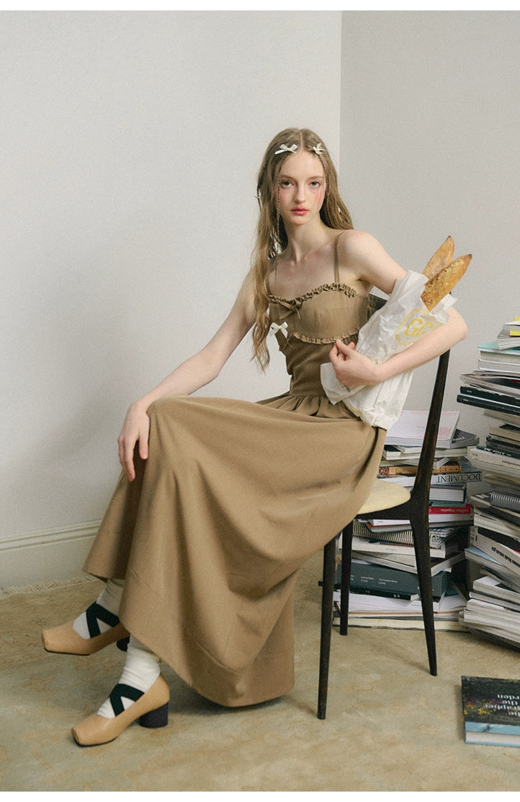 Light Brown French Long Dress