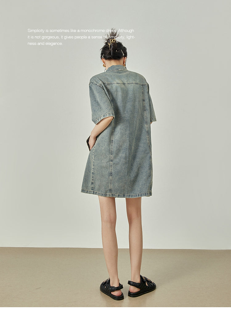 Irregular Design Denim Dress