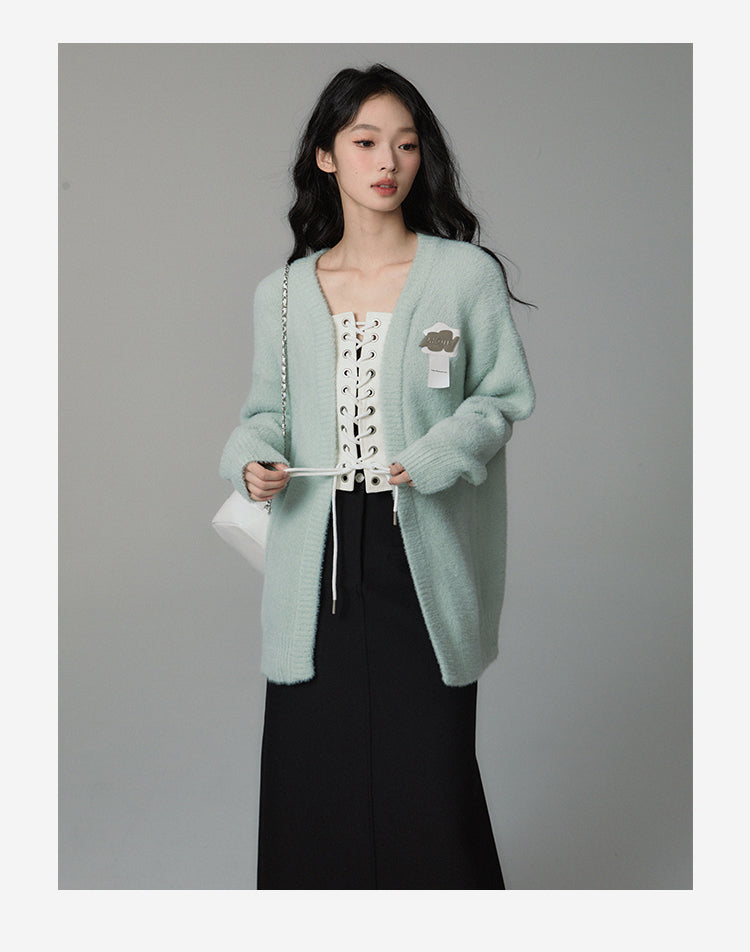 Sweet mint soft loose cardigan