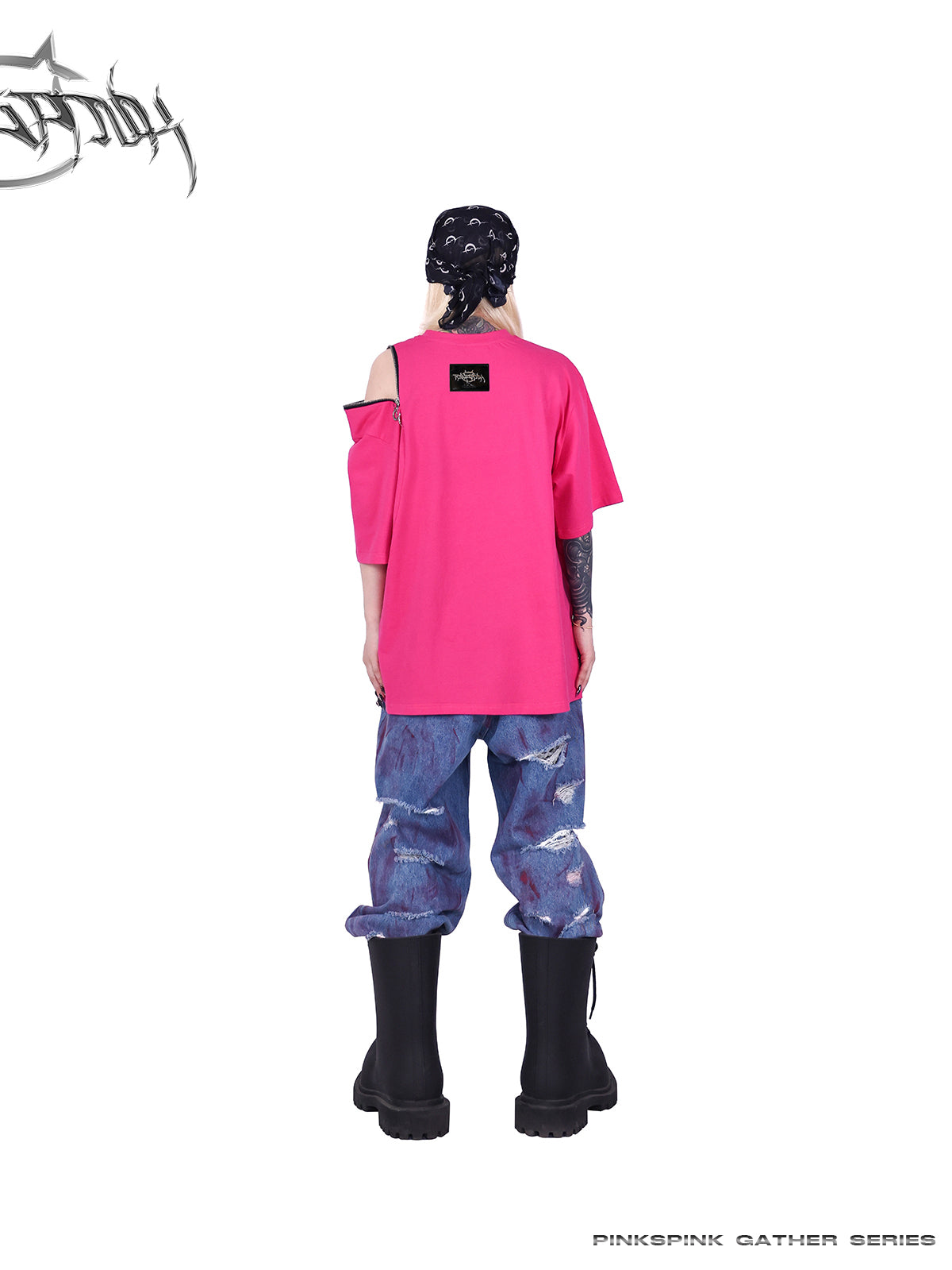 Loose Straight Graffiti Damaged Denim Pants