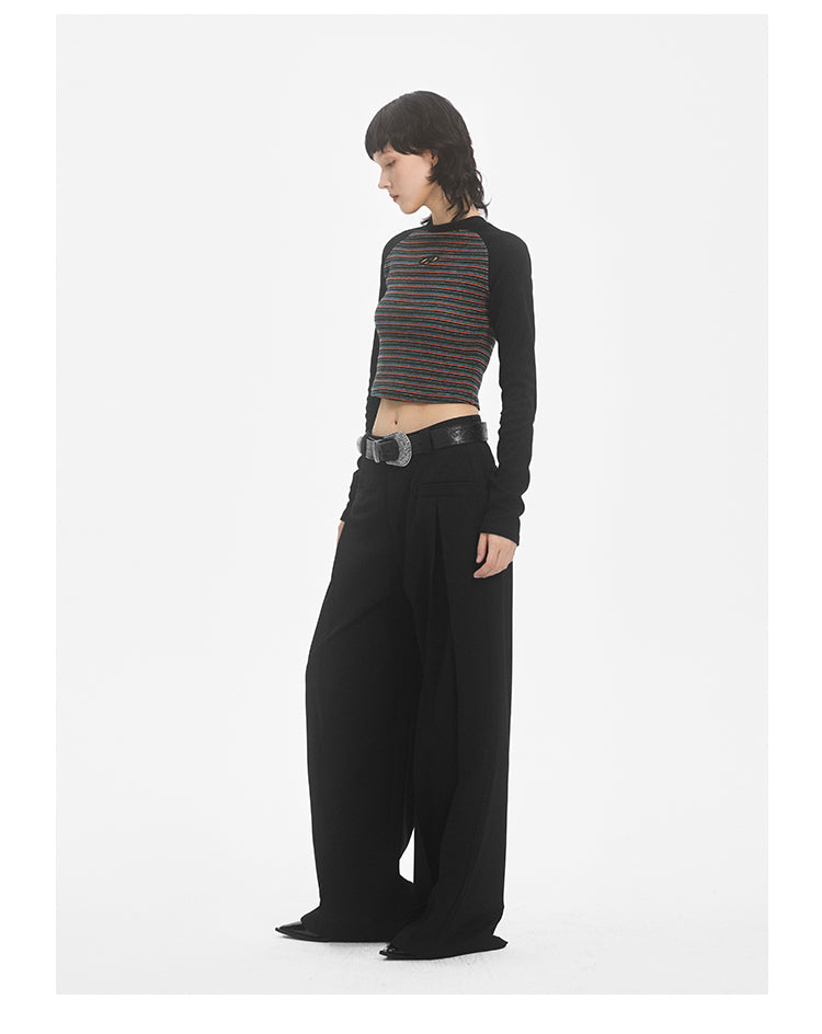 Loose Straight Pleated Suit Pants