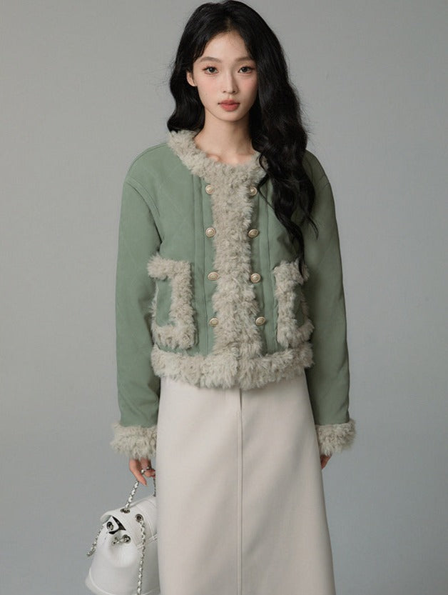 Green small fragrance style short jacket