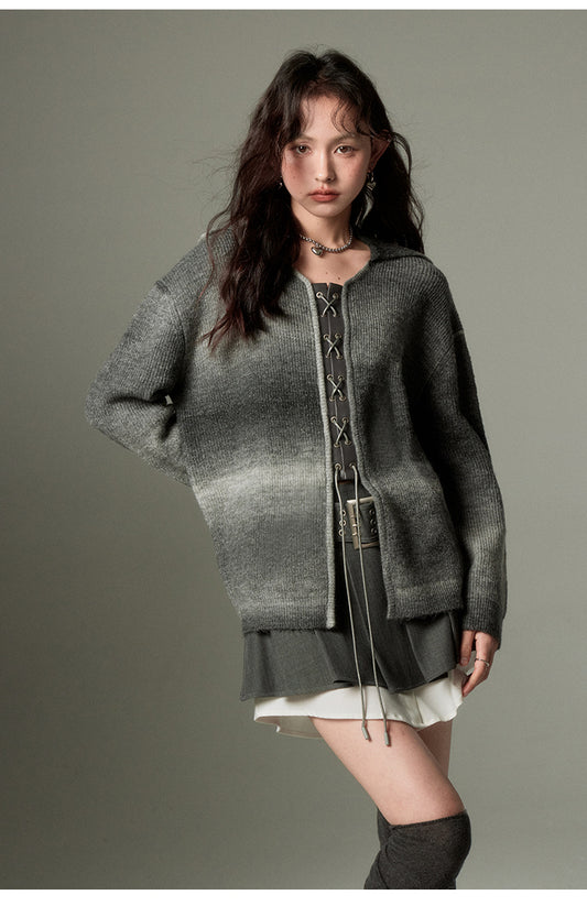 Irregular Design Gradient Knit Cardigan