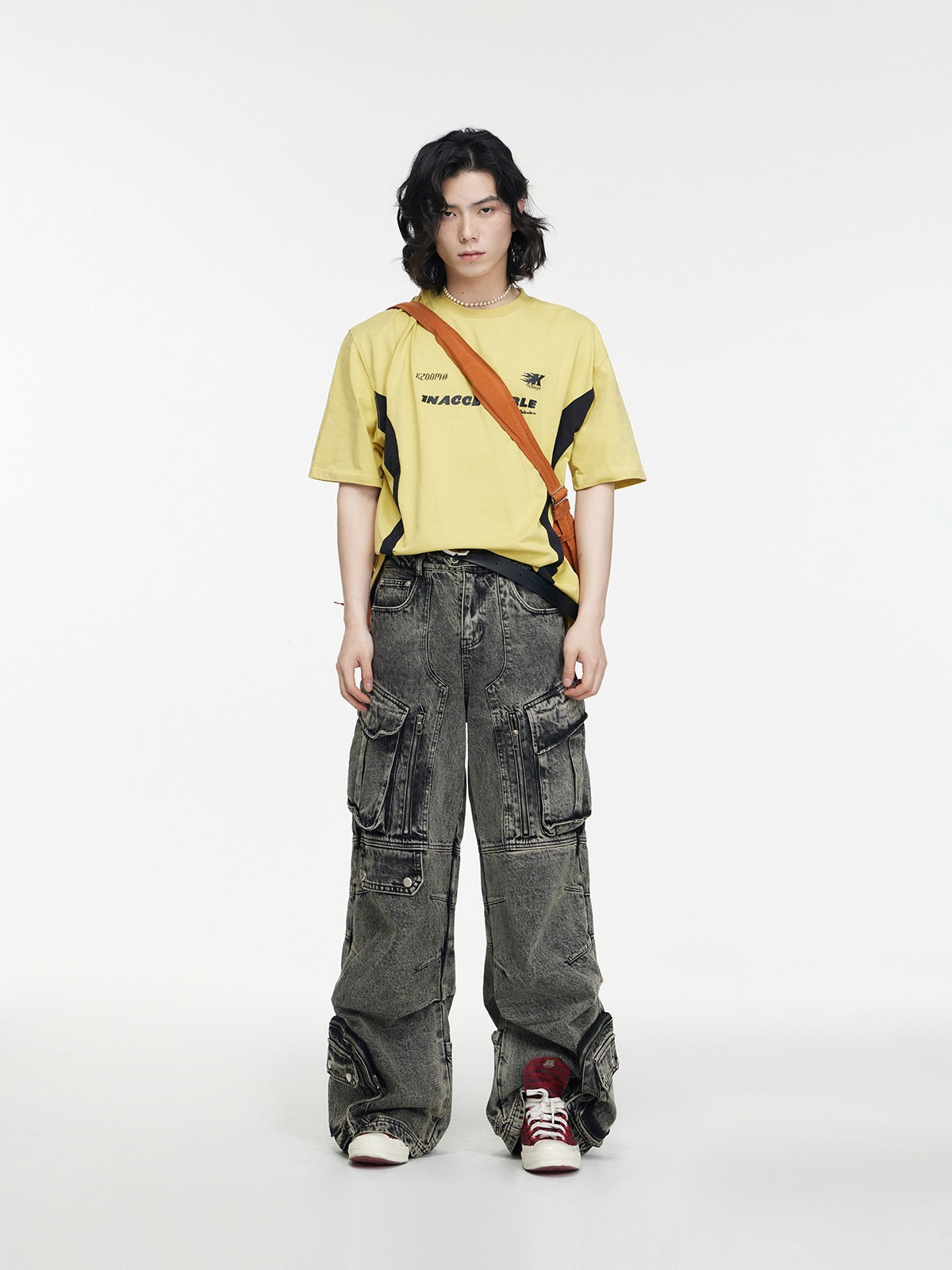 Loose Straight Double Waist Multi Pocket Pants