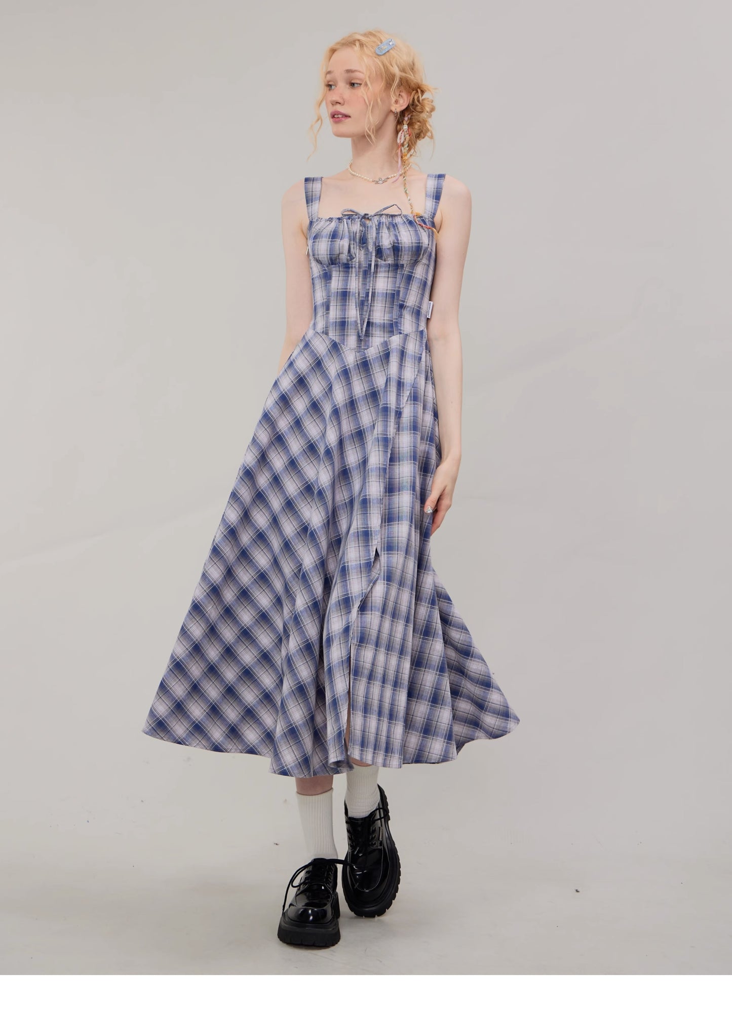 Suspender Plaid Dress