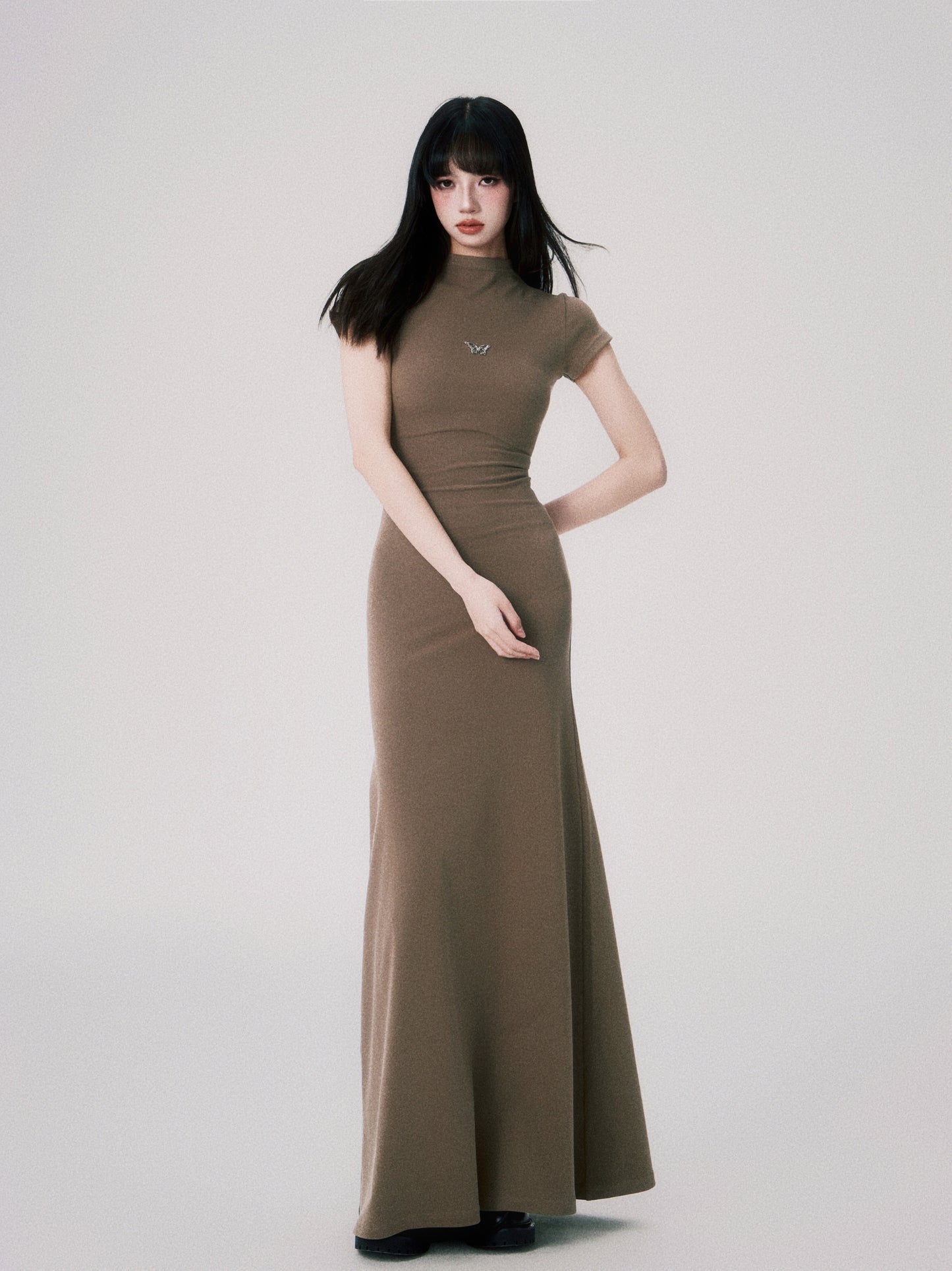 Slim fit long high-end knit dress