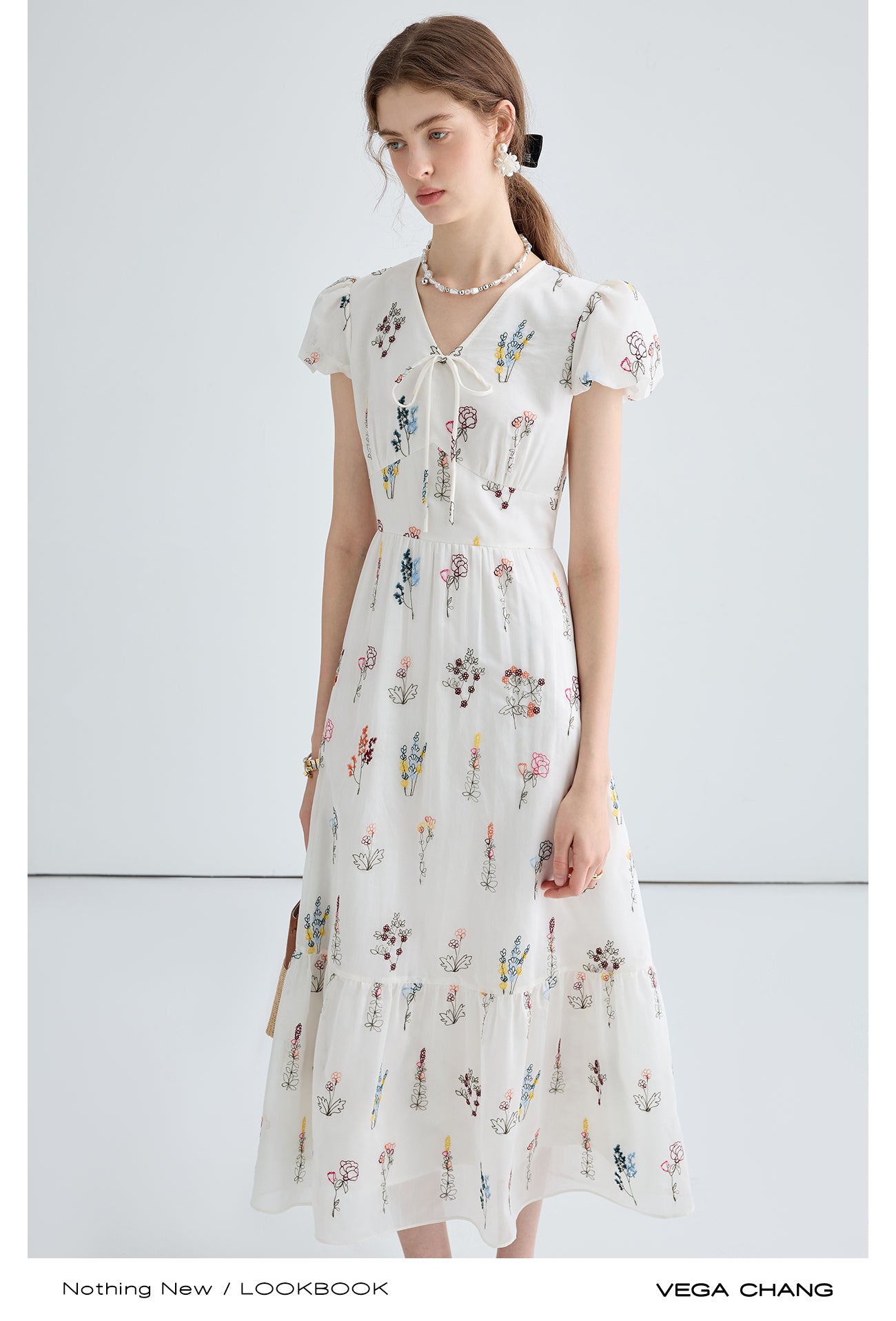 Puff Sleeve Floral Pattern Dress