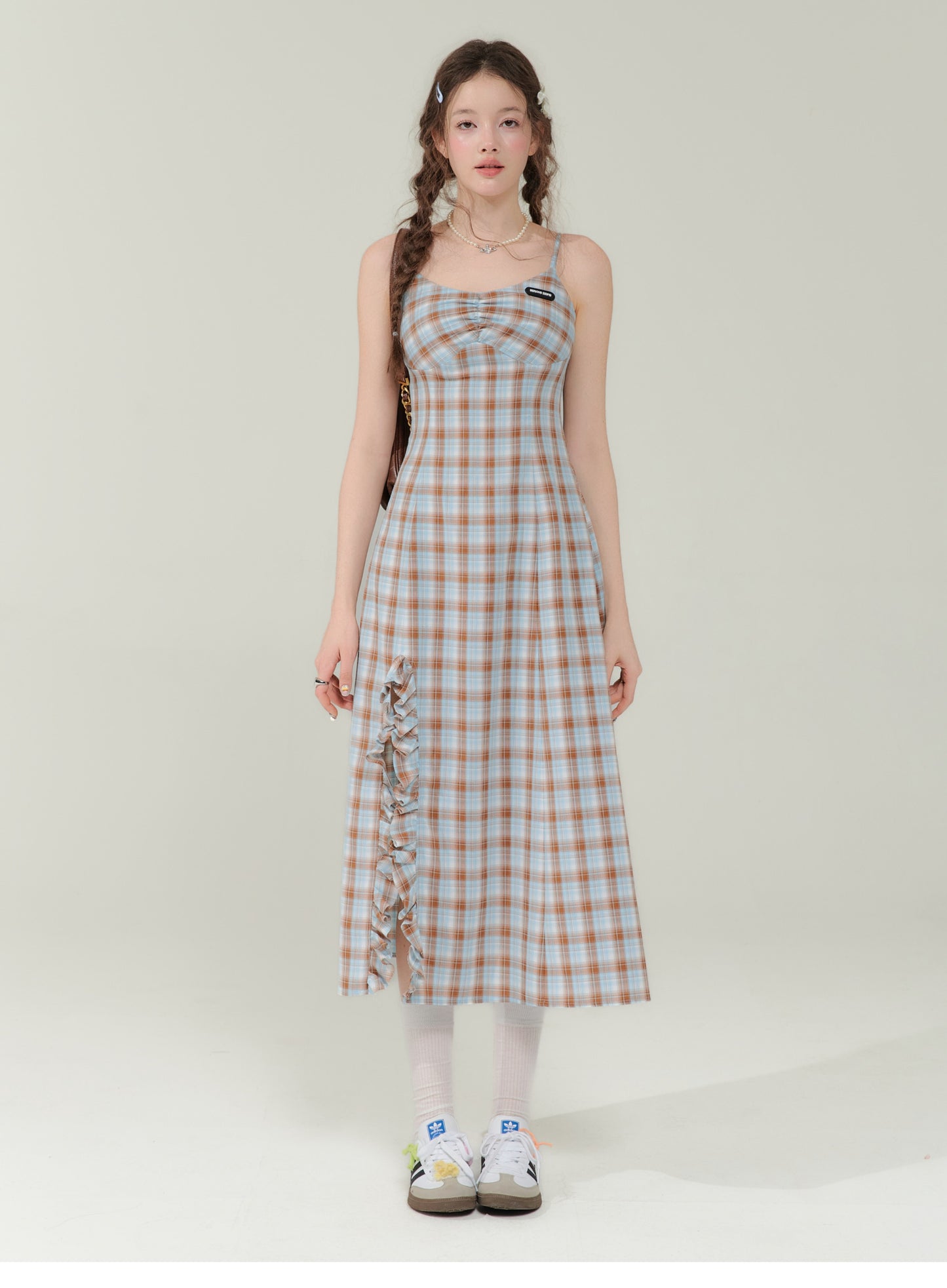 Retro design check dress