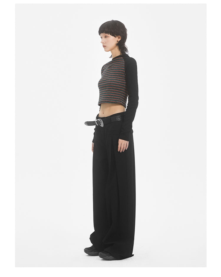 Loose Straight Pleated Suit Pants