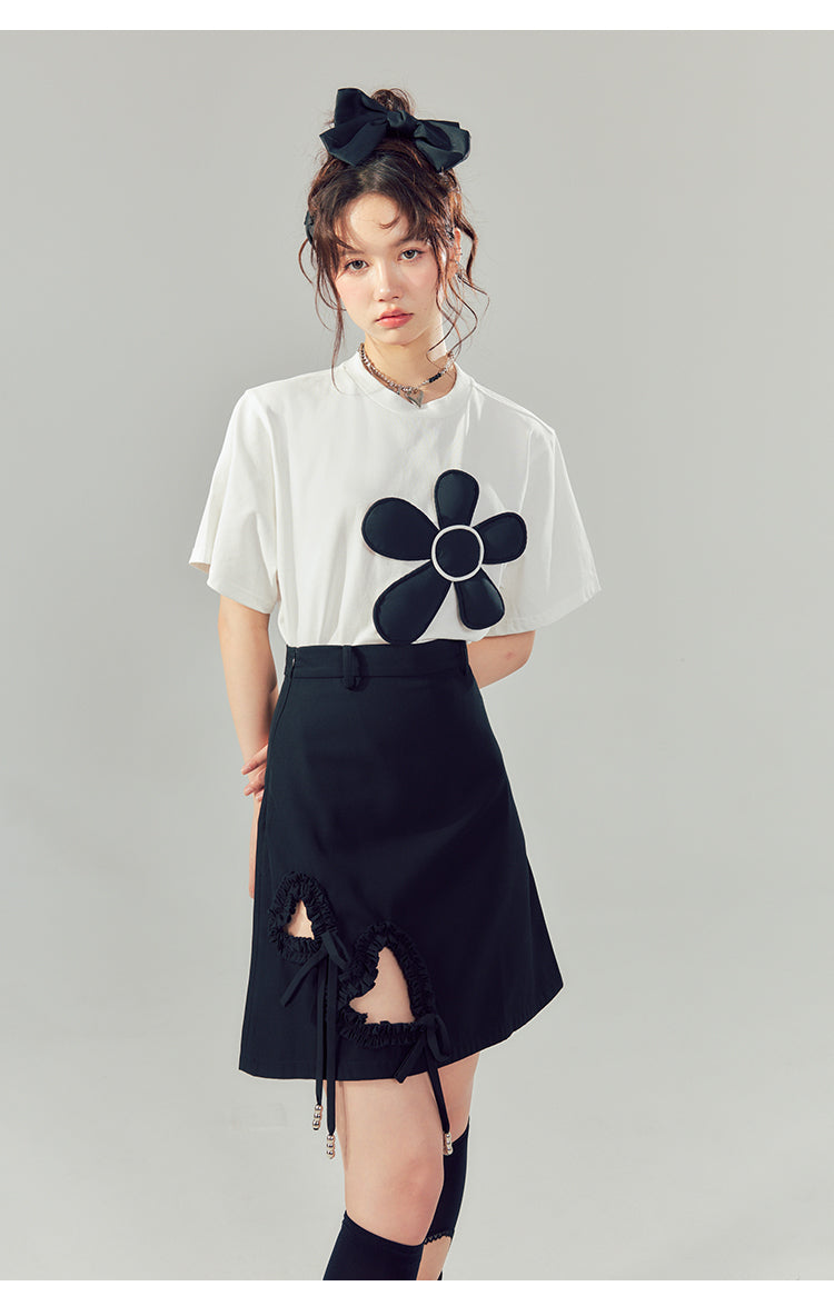 Flower Design Cotton T-Shirt