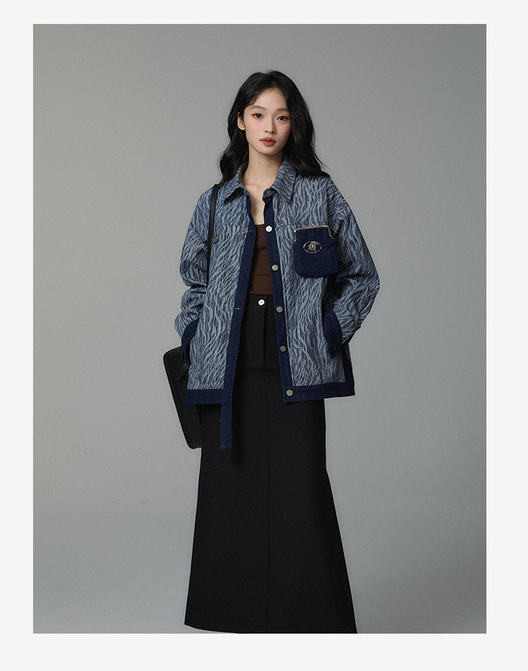 High end denim casual loose metal jacket