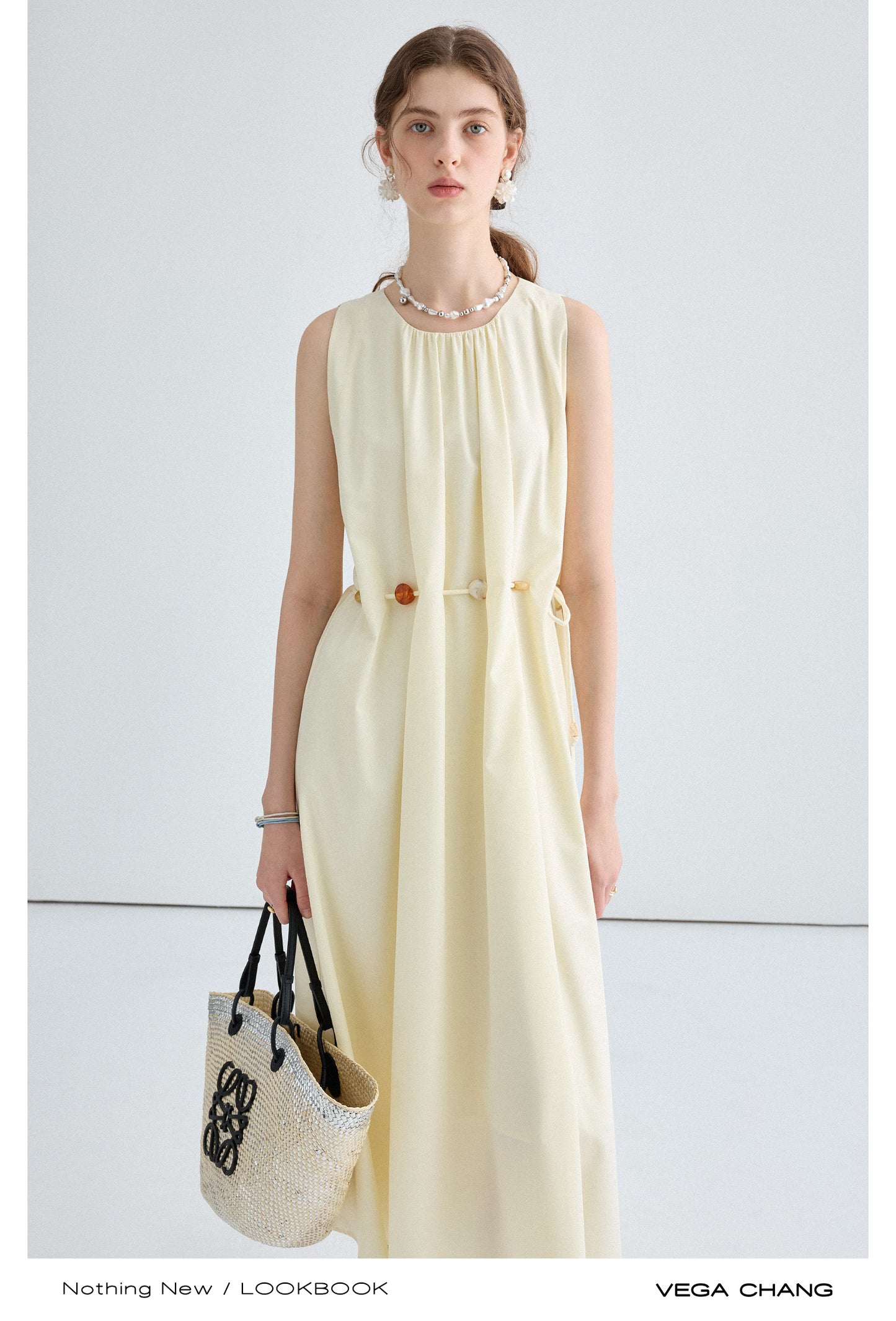 Waist Rope Design Round Neck Dress