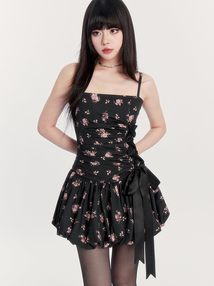 Satin Side Tie Suspender Skirt