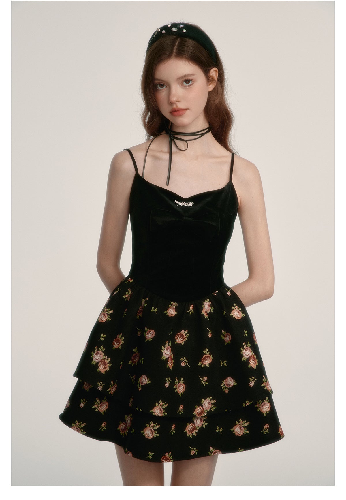 Retro skirt suspender dress