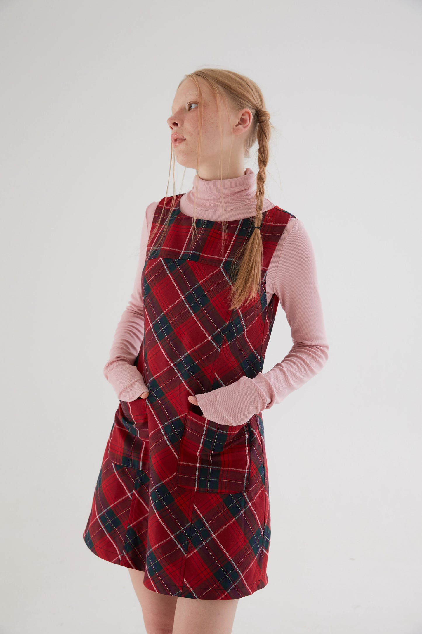 Girly Plaid A-line Vest Dress