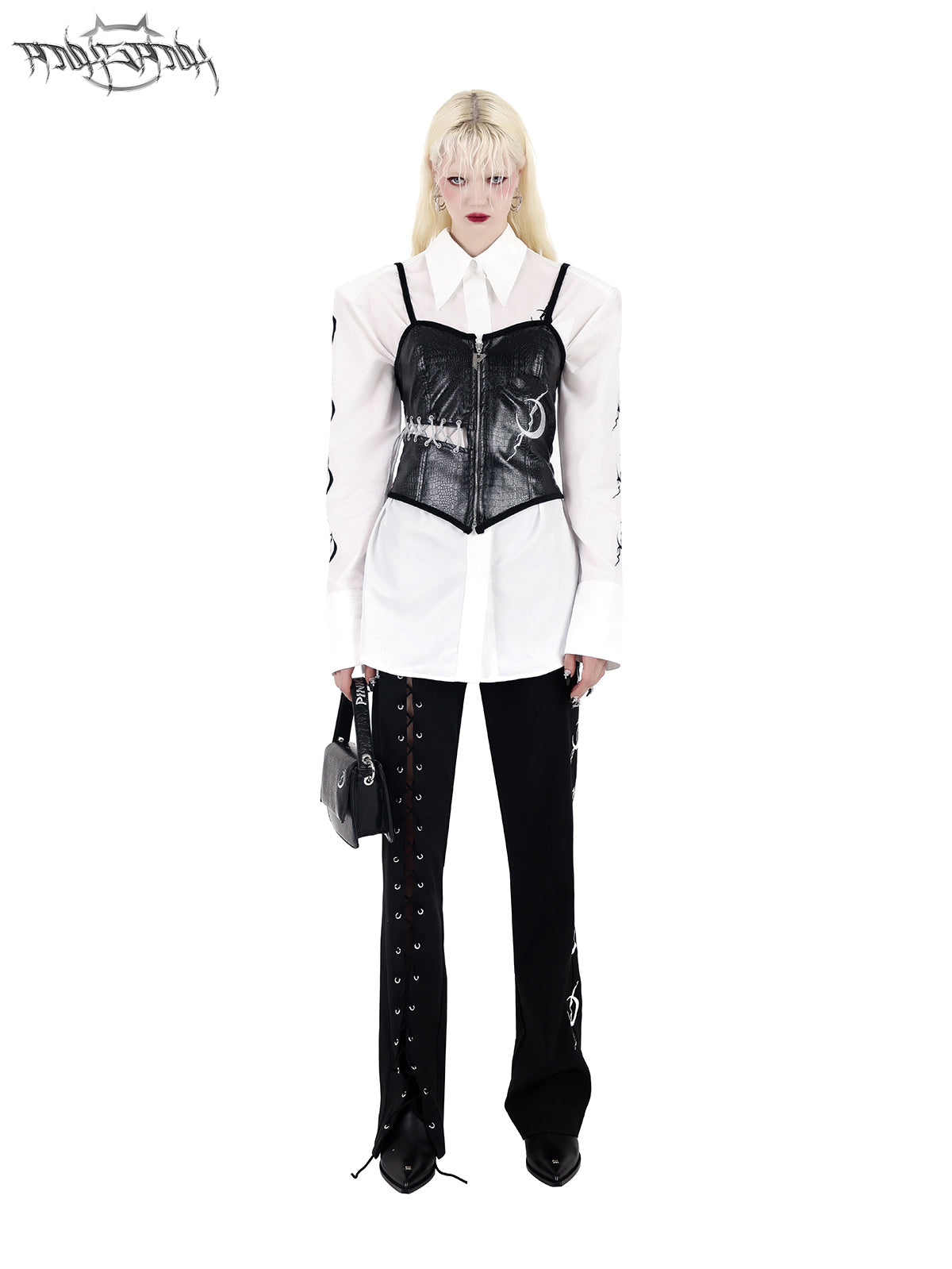 Alligator Pattern Leather Suspender Vest