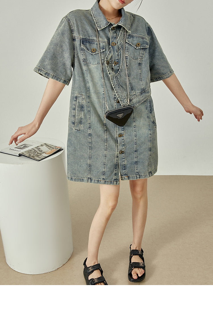 Irregular Design Denim Dress