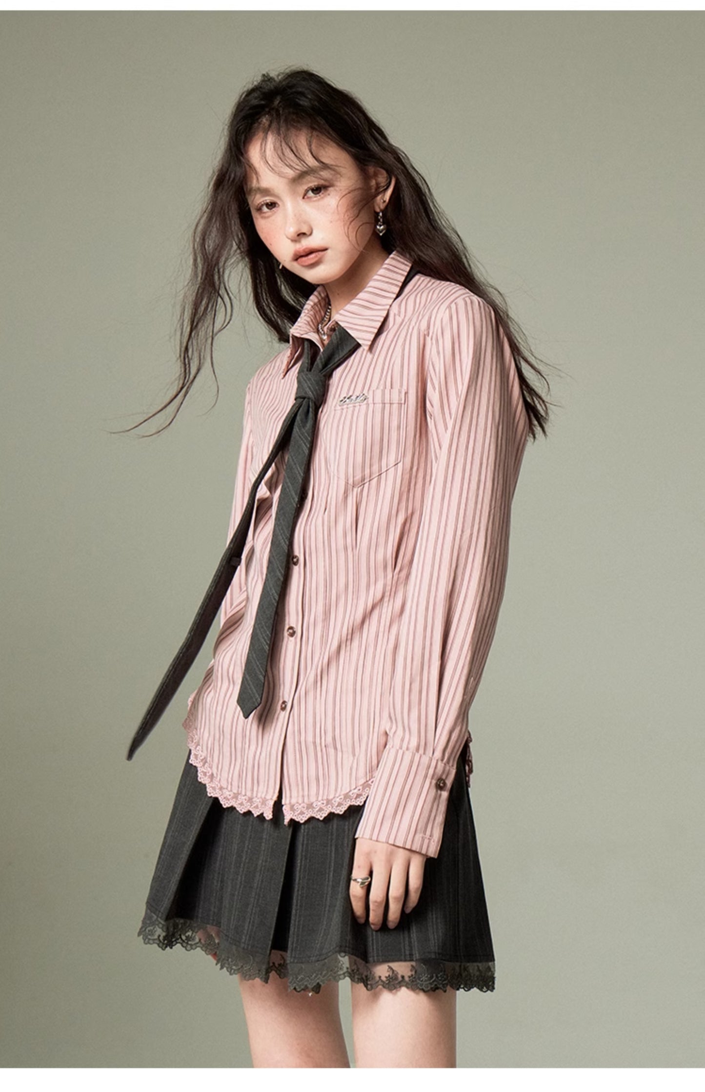 College-style striped shirt