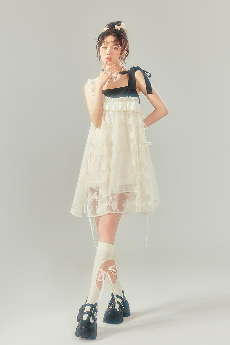 Original Design Ruffle Suspender One-piece