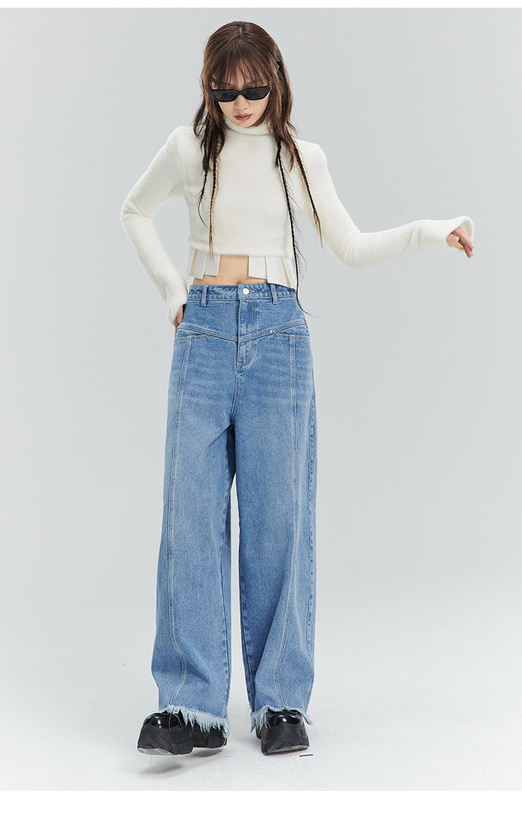 Loose Straight Washed Denim Pants