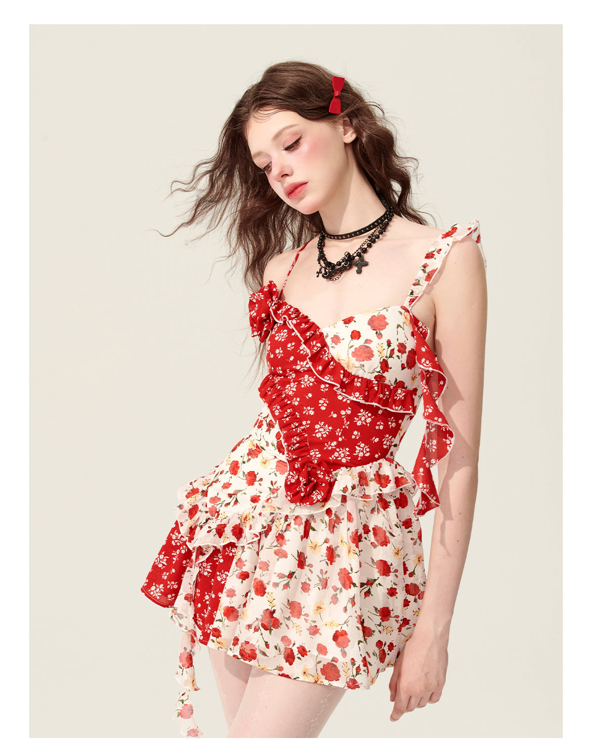 Splicing Floral Dress