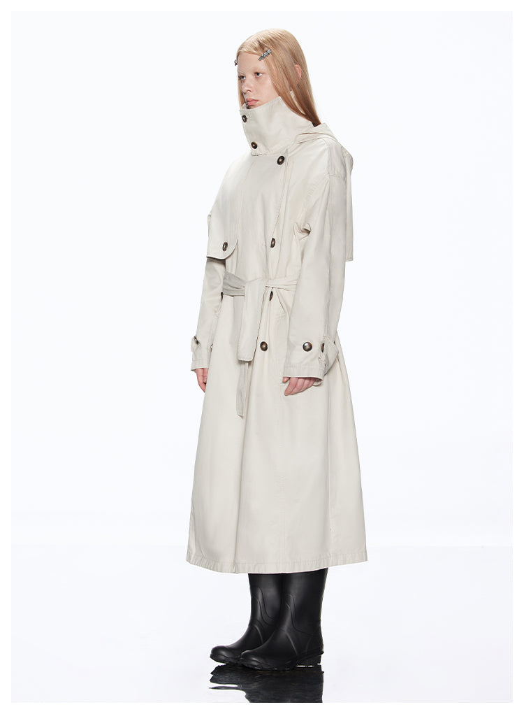 Big Silhouette Hooded Trench Coat