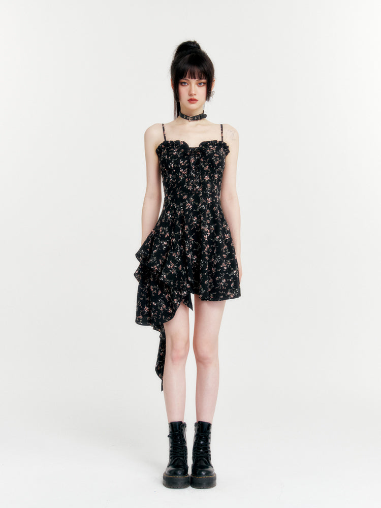 Floral Slim Suspender Dress