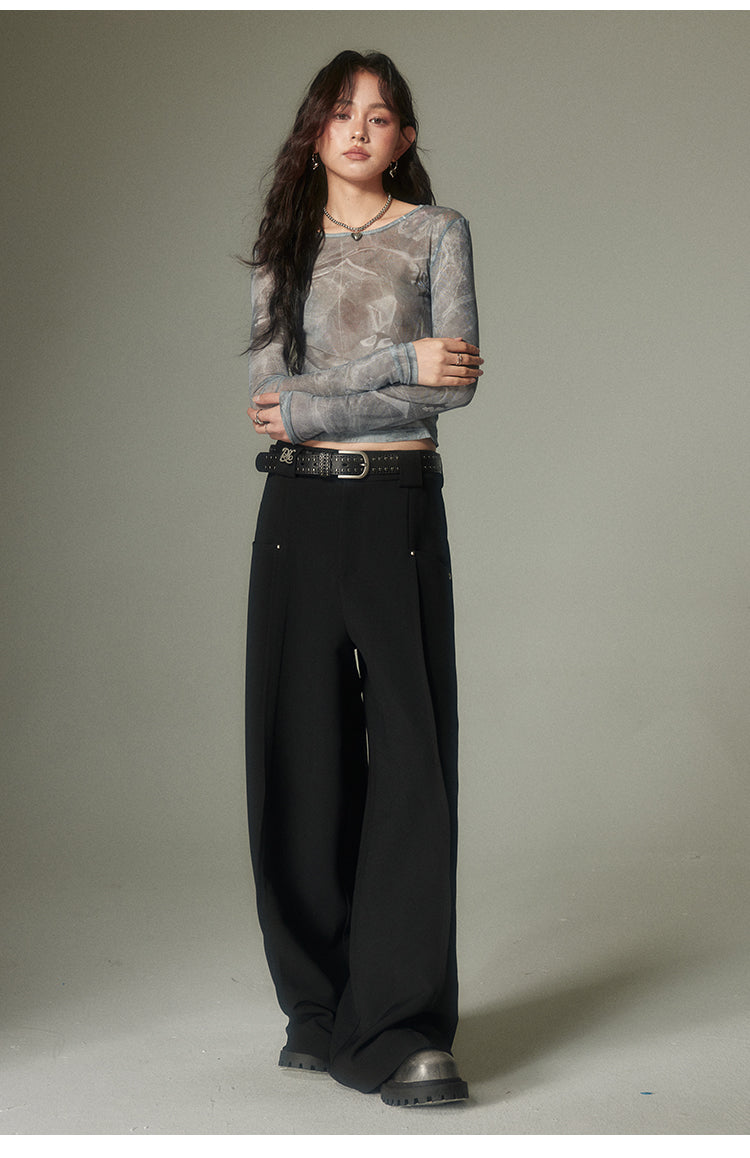 Wide Leg Straight Draped Pants