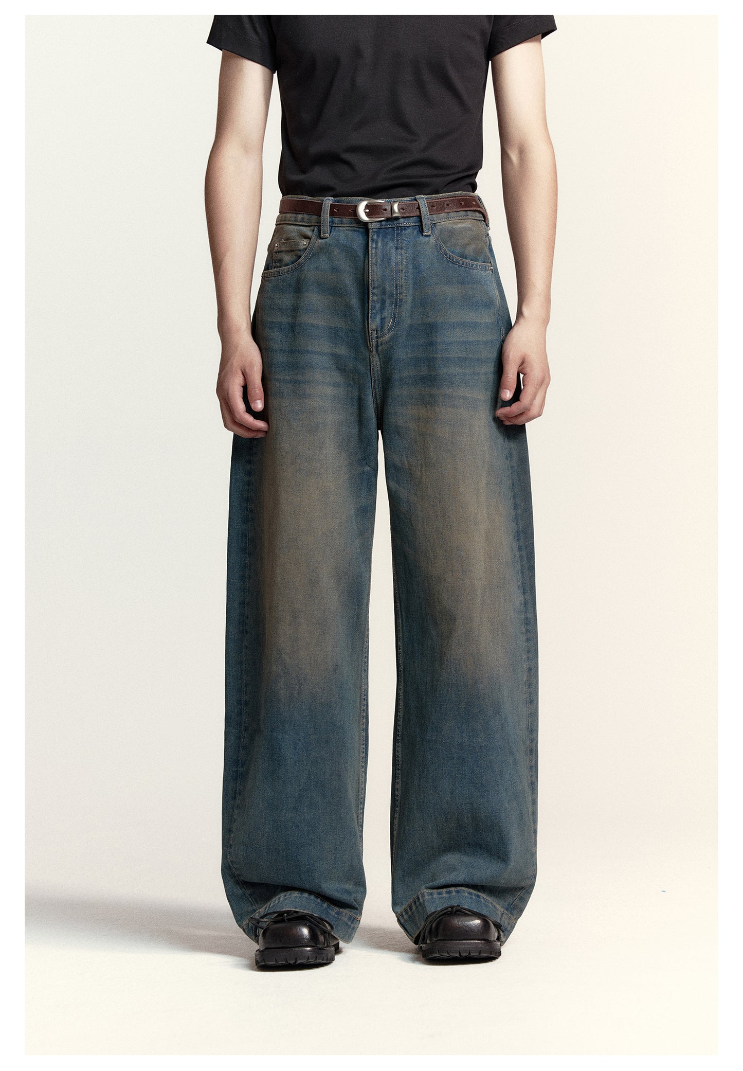 Loose Straight Wished Retro Denim Pants