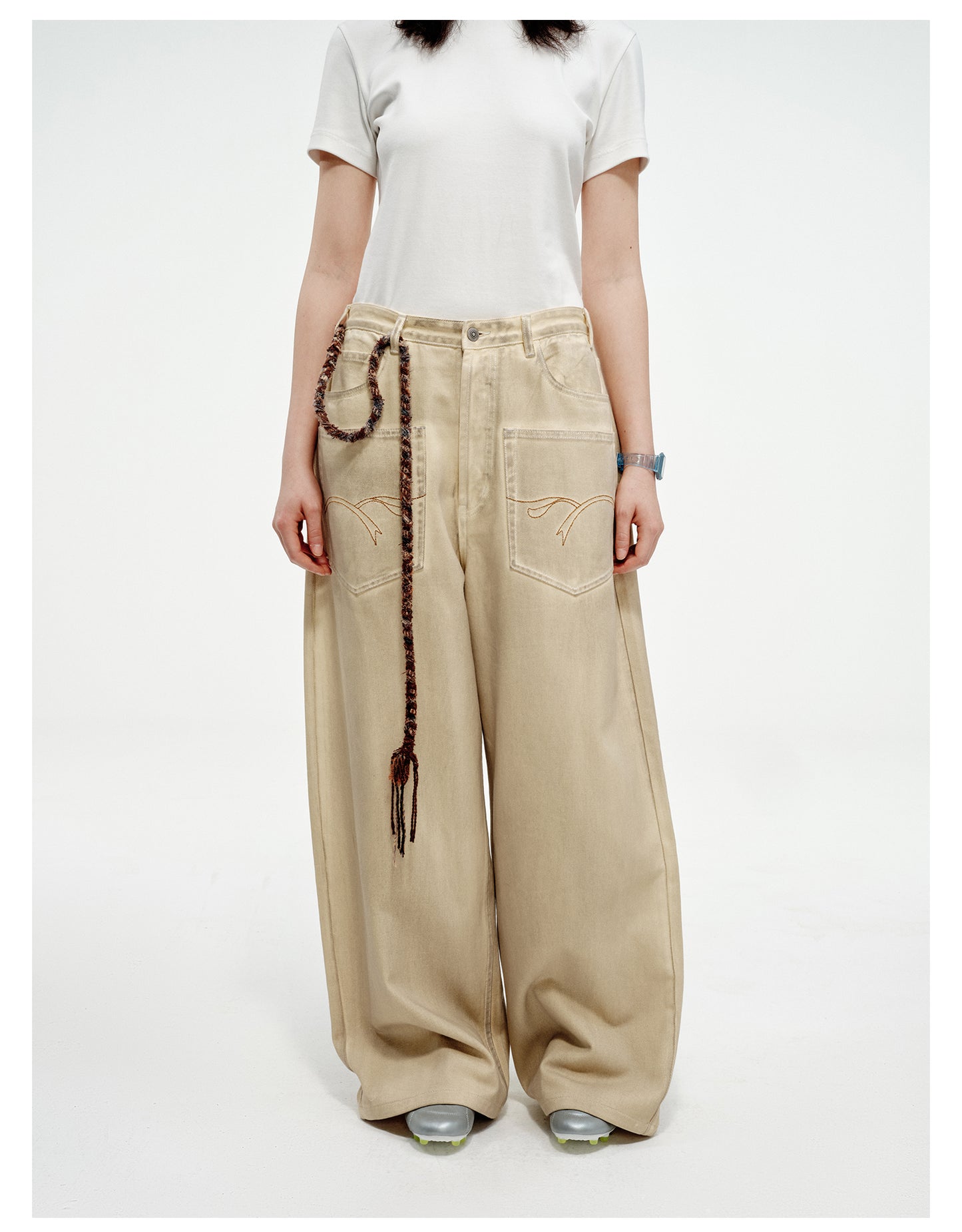 Patch Pocket Loose Wide Leg Pants