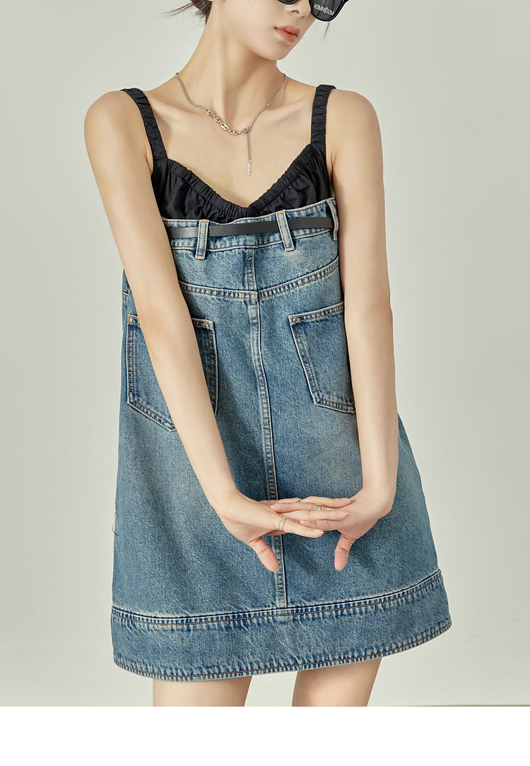 Denim Suspender Dress