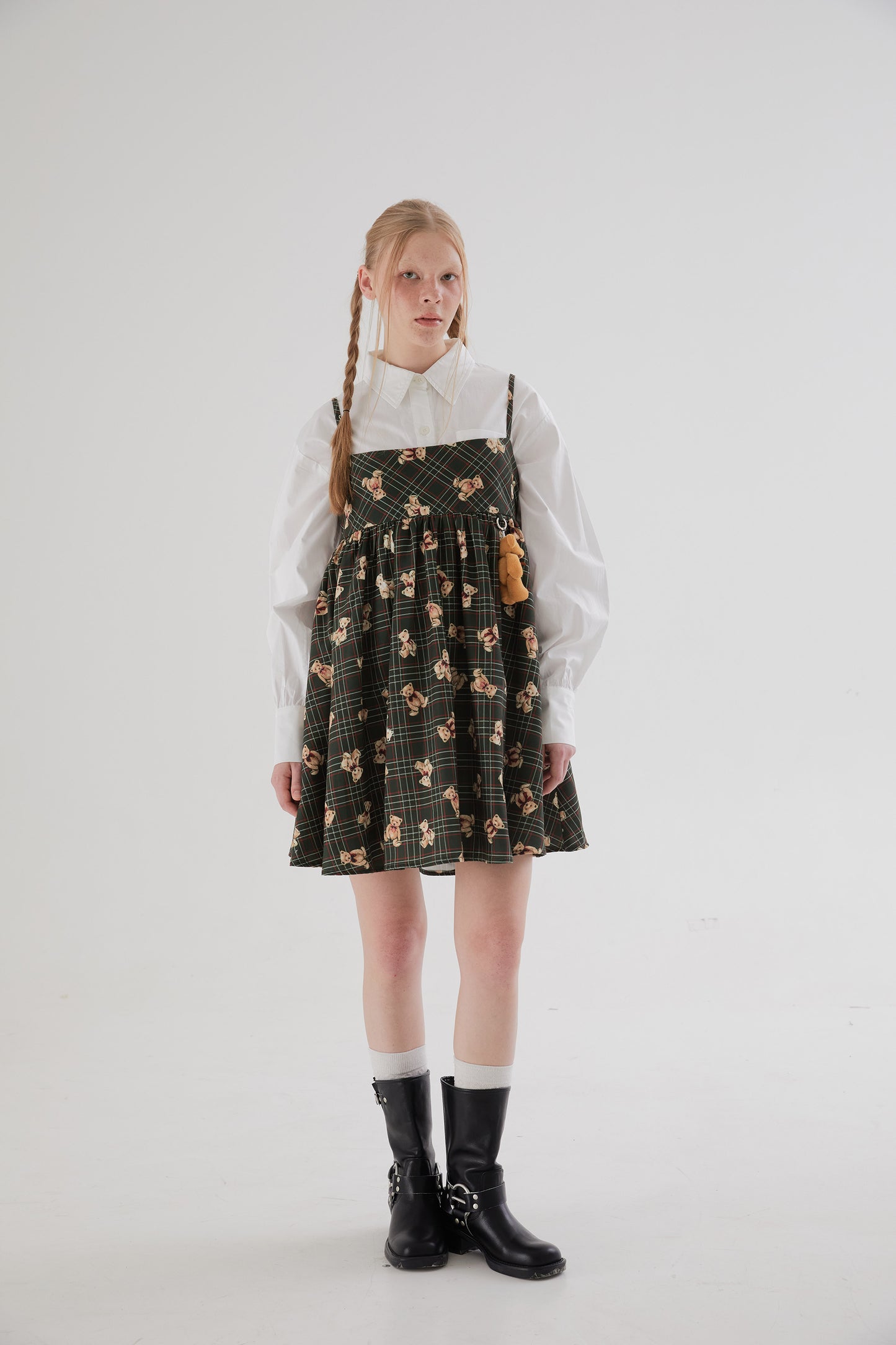 Square Neck Bear A-line Suspender Dress