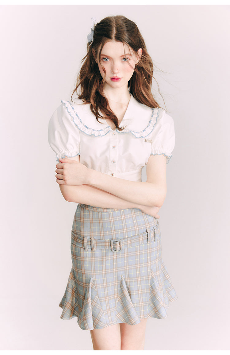 Plaid Slim Short  Length Skirt