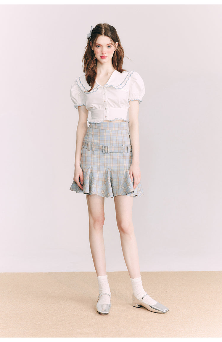 Plaid Slim Short  Length Skirt