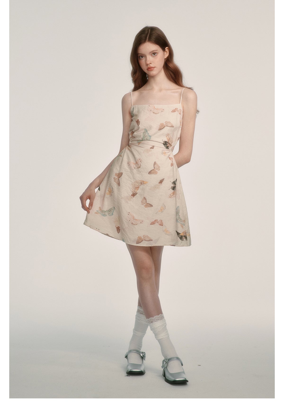 French Butterfly Print Dress