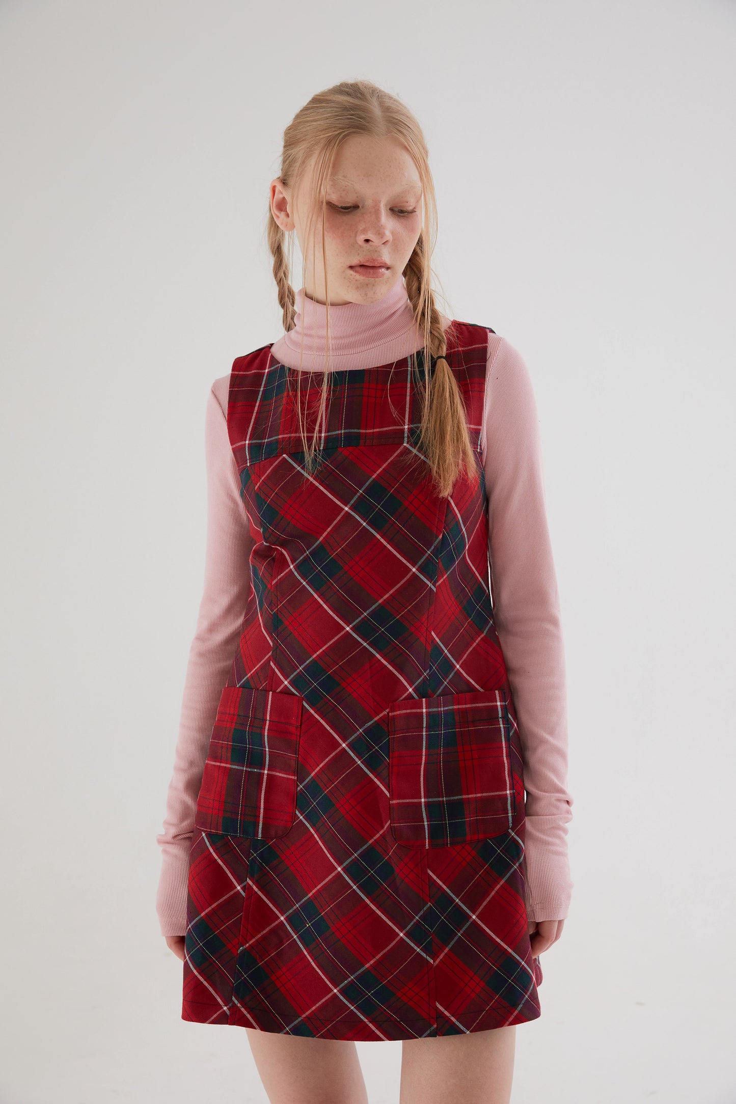 Girly Plaid A-line Vest Dress