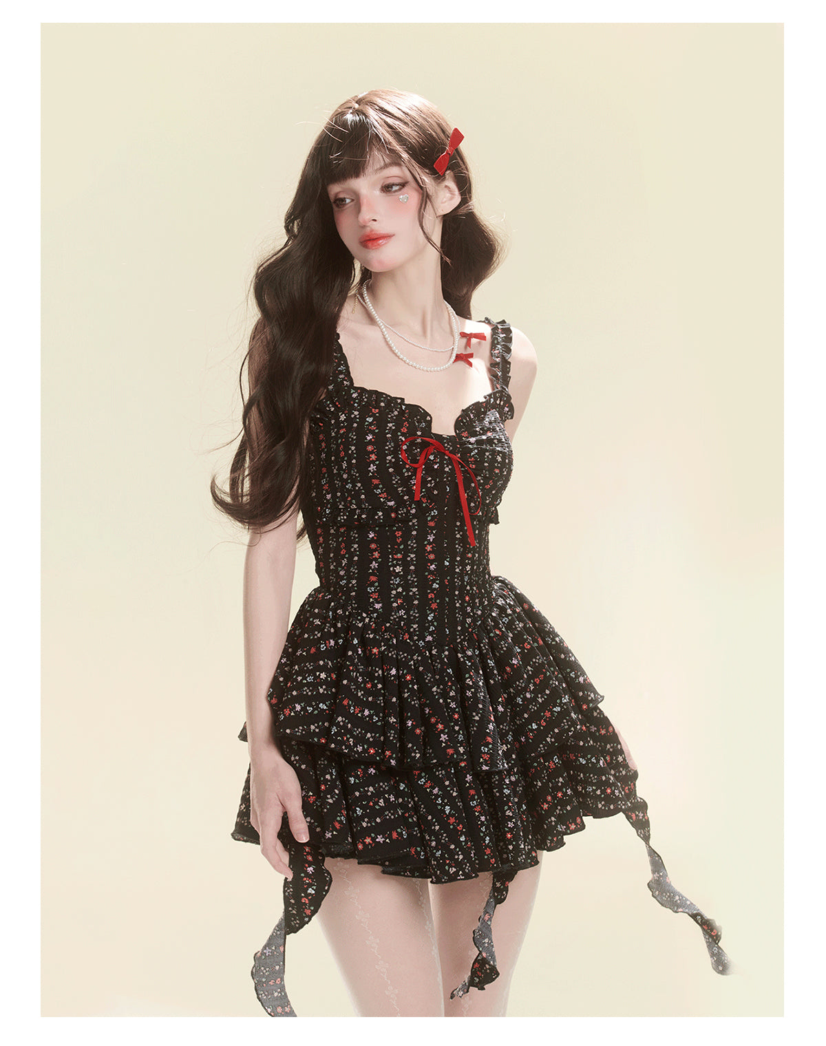 Waist-Slimming Floral Pattern Dress