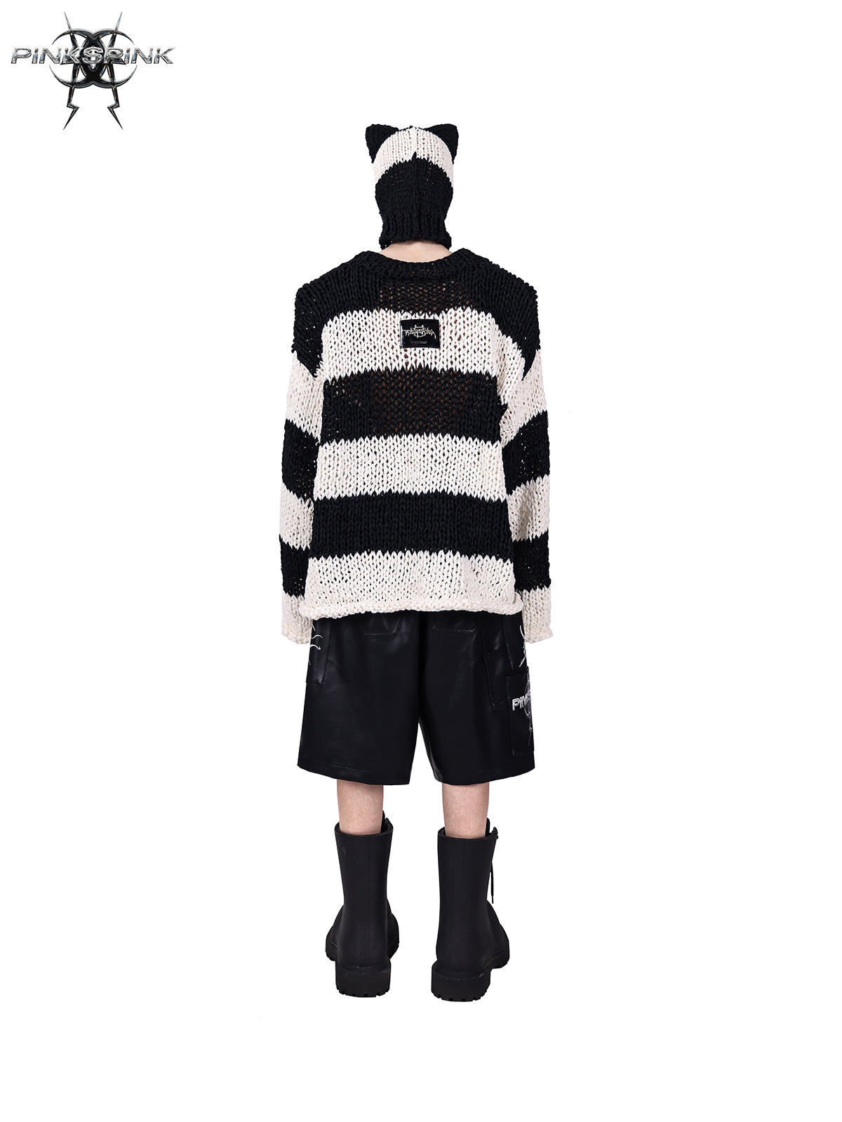 Oversized shoulder pad stripe knit