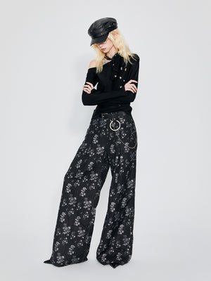 Wide leg floral satin Pants