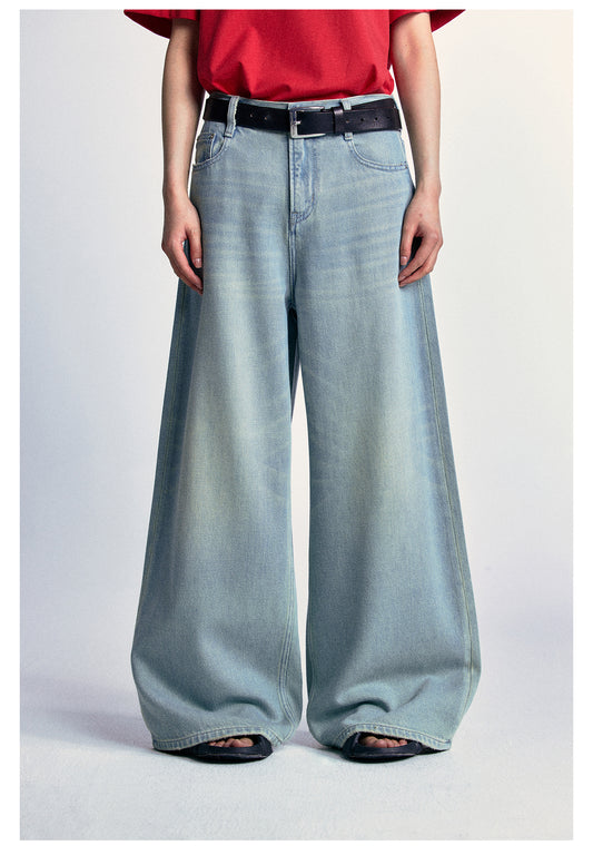 Oversized Wide Leg Washed Denim Pants